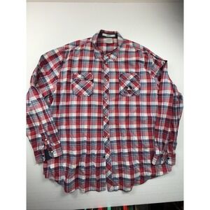 Disney Parks Authentic Multicolored Plaid Long Sleeve Pearl Snap Men's XXL